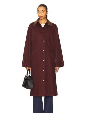 NEW Line & Dot Chelsea Jacket in Bordeaux Red Long Trench Coat Small